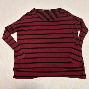 Michael Stars Women's Red Black Striped Long Sleeve Knit Top‎ One Size Fits Most
